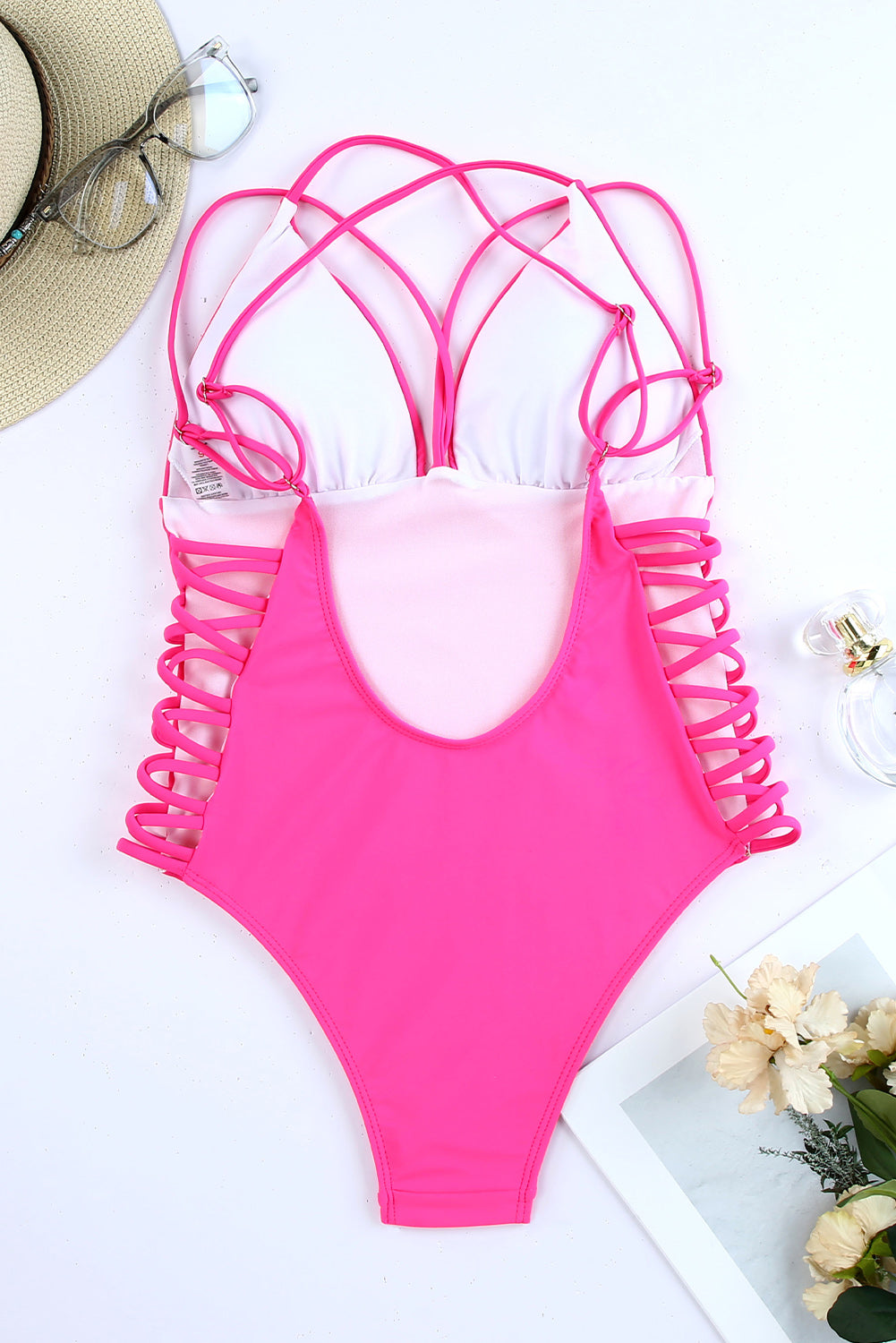 Sexy High Leg Cross Strap Low Back Plunge V Neck One Piece Swimsuit – Rose  Swimsuits