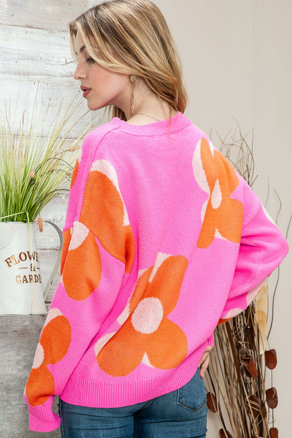 Pink and orange striped clearance sweater