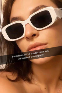 White Large Square Frame UV Protection Sunglasses