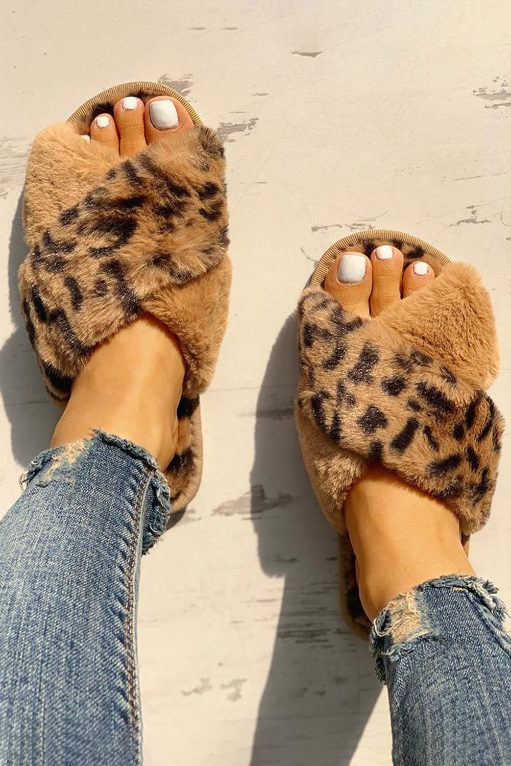 Leopard store fur slides