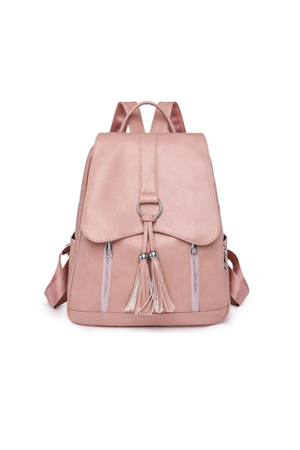 Pink faux leather outlet backpack